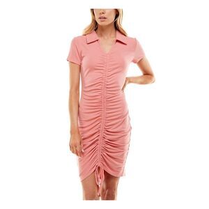 PLANET GOLD Womens Body Con Above The Knee Dress Pink Short Sleeve Juniors XL